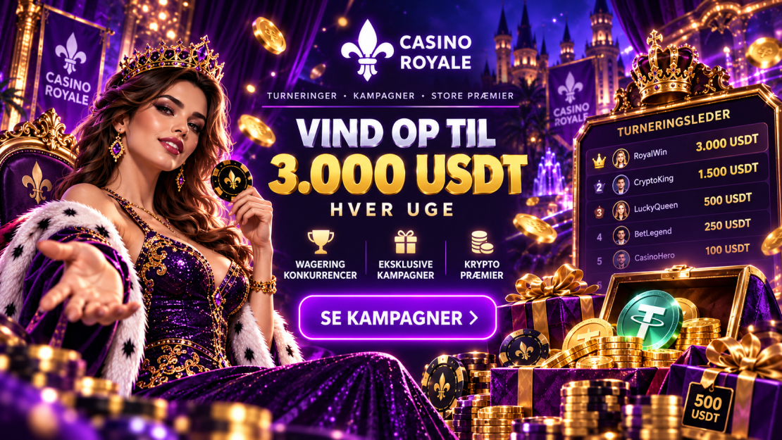 Casino Royale bonus og kampagner med 3.000 USDT præmie og wagering-konkurrence